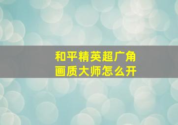 和平精英超广角画质大师怎么开