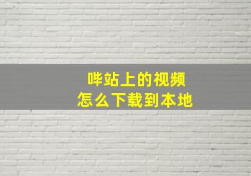 哔站上的视频怎么下载到本地