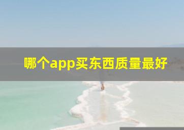 哪个app买东西质量最好