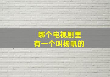 哪个电视剧里有一个叫杨帆的