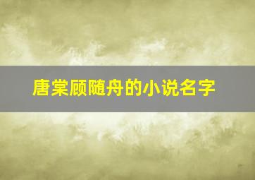 唐棠顾随舟的小说名字