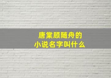 唐棠顾随舟的小说名字叫什么