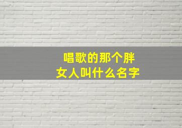 唱歌的那个胖女人叫什么名字