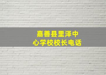 嘉善县里泽中心学校校长电话