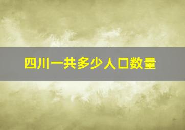 四川一共多少人口数量