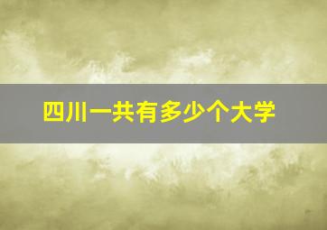 四川一共有多少个大学