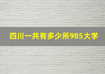 四川一共有多少所985大学