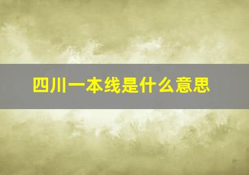 四川一本线是什么意思