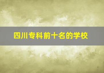 四川专科前十名的学校