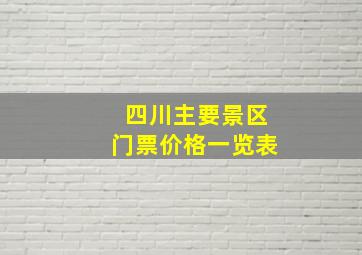 四川主要景区门票价格一览表