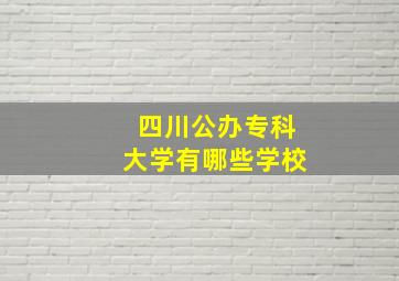 四川公办专科大学有哪些学校