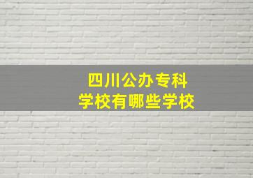 四川公办专科学校有哪些学校