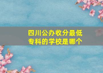 四川公办收分最低专科的学校是哪个