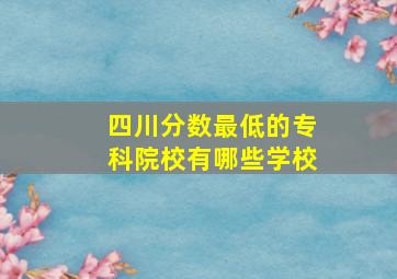 四川分数最低的专科院校有哪些学校