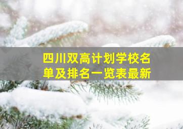 四川双高计划学校名单及排名一览表最新