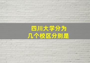 四川大学分为几个校区分别是