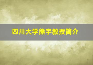 四川大学熊宇教授简介