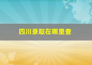 四川录取在哪里查