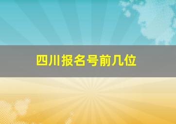 四川报名号前几位