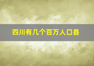 四川有几个百万人口县