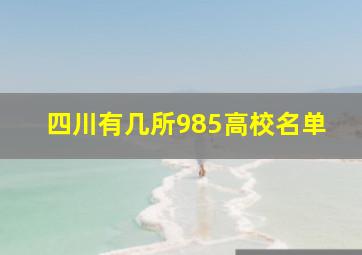 四川有几所985高校名单