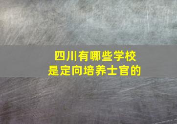 四川有哪些学校是定向培养士官的