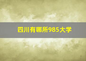 四川有哪所985大学