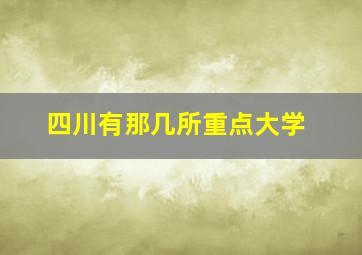 四川有那几所重点大学