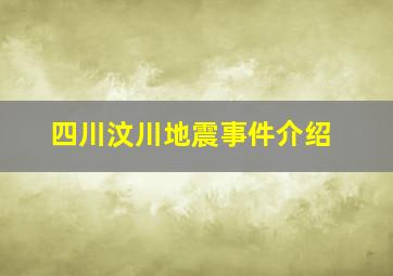 四川汶川地震事件介绍