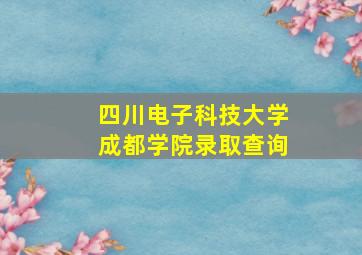 四川电子科技大学成都学院录取查询