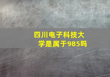 四川电子科技大学是属于985吗