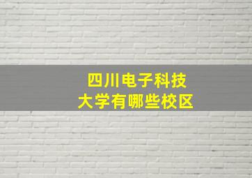 四川电子科技大学有哪些校区