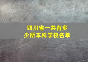 四川省一共有多少所本科学校名单