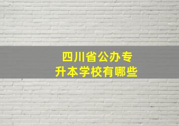 四川省公办专升本学校有哪些