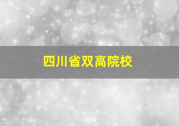 四川省双高院校