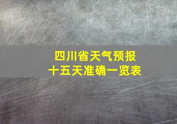 四川省天气预报十五天准确一览表