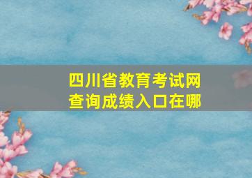 四川省教育考试网查询成绩入口在哪