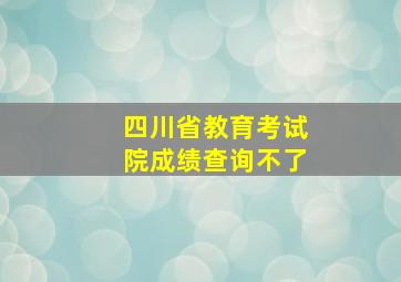 四川省教育考试院成绩查询不了