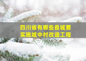 四川省有哪些县城要实施城中村改造工程