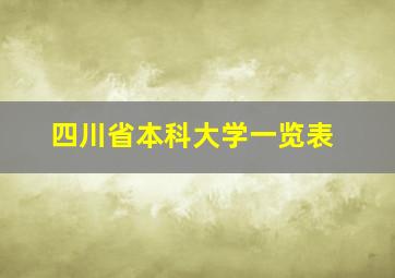 四川省本科大学一览表