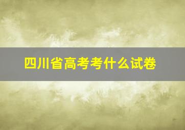 四川省高考考什么试卷