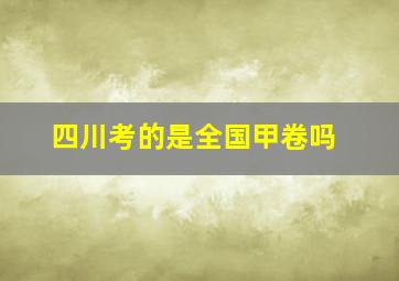 四川考的是全国甲卷吗