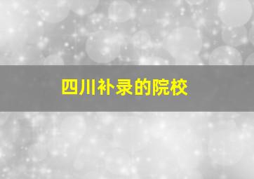 四川补录的院校