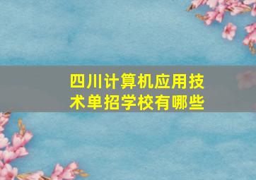 四川计算机应用技术单招学校有哪些