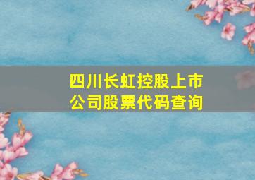 四川长虹控股上市公司股票代码查询