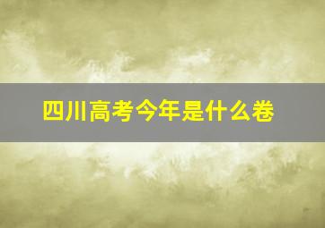 四川高考今年是什么卷