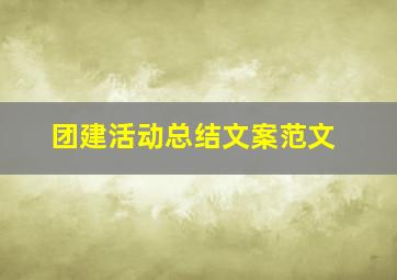 团建活动总结文案范文