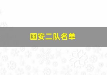 国安二队名单