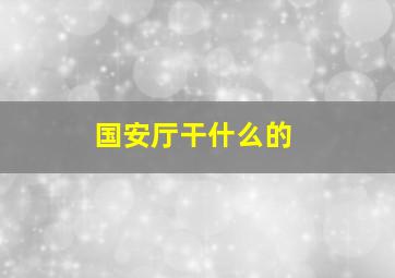 国安厅干什么的