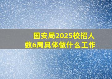 国安局2025校招人数6局具体做什么工作